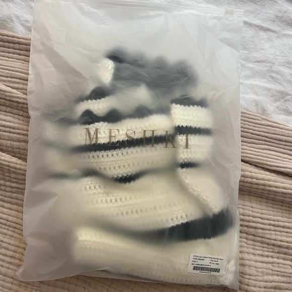 MESHKI JENNI
Contrast Crochet Knit Mini Dress - Black/White - Picture 5 of 5